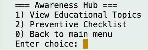 Figure 4.4 Awareness Hub Menu